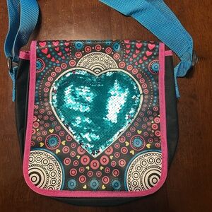 Kids Sequin Heart Pattern Bag - Blue and Pink